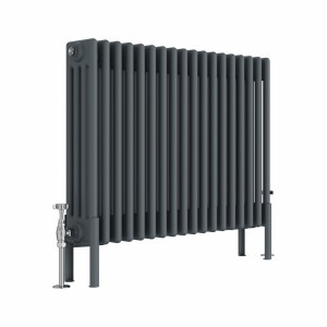 Bern 600 x 830mm Anthracite Four Column Horizontal Traditional Radiator