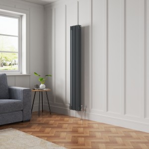 Bern 1800 x 290mm Anthracite Triple Column Vertical Traditional Radiator