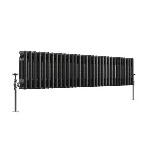 Bern 300 x 1460mm Black Silver Triple Column Horizontal Traditional Radiator