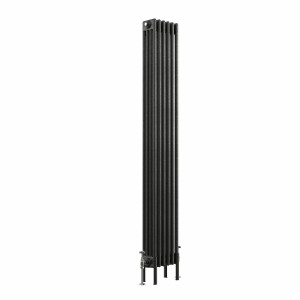 Bern 1800 x 290mm Black Silver Four Column Vertical Traditional Radiator