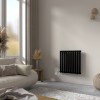 Norden 600 x 591mm Black Horizontal Oval Tube Wifi Electric Radiator - 600W