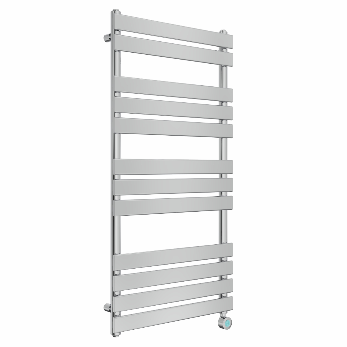 Juva 1200 x 600mm Chrome Flat Panel Thermostatic Touch Control Electric Heated Towel Rail