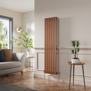 Lulea 1600 x 410mm Metallic Bronze Single Flat Panel Vertical Designer Radiator