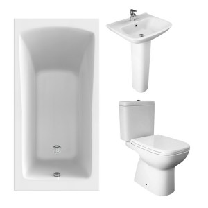 RAK Origin Modern Bathroom Suite and Single Ended Bath - 1400 x 700mm