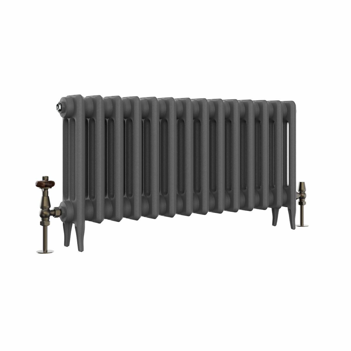 Classic  450 x 902mm  Farrow & Ball Railings Grey Triple Column Cast Iron Radiator - 14 Sections