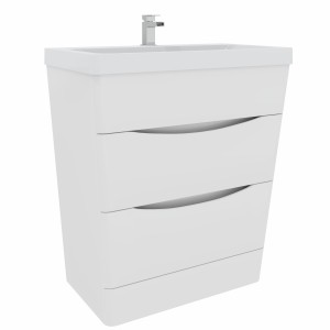 Avon Gloss White Floor Standing Basin Drawer Vanity Unit - 800mm