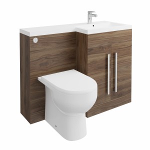 Calm Walnut Right Hand Combination Vanity Unit with RAK-Tonique Toilet & Soft Close Seat & Concealed Cistern - 1100mm