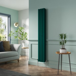 Lulea 1800 x 270mm Blue Green Double Flat Panel Vertical Designer Radiator
