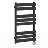 Juva 800 x 450mm Satin Black Flat Panel Electric Thermostatic Heated Designer Towel Rail