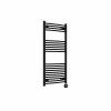 Fjord 1200 x 600mm Curved Black Thermostatic Wifi Control Electric Heated Towel Rail