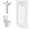 Boston Modern Bathroom Suite with J-Shape Bath - Left Handed - 1700mm