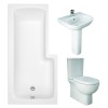 RAK Tonique Close Coupled Closed Back Modern Bathroom Suite with L-Shape Shower Bath - Choice of Size and Panel