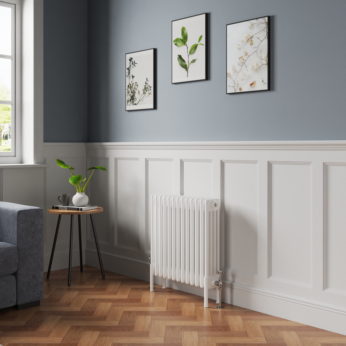 Bern 600 x 605mm White Four Column Horizontal Traditional Radiator