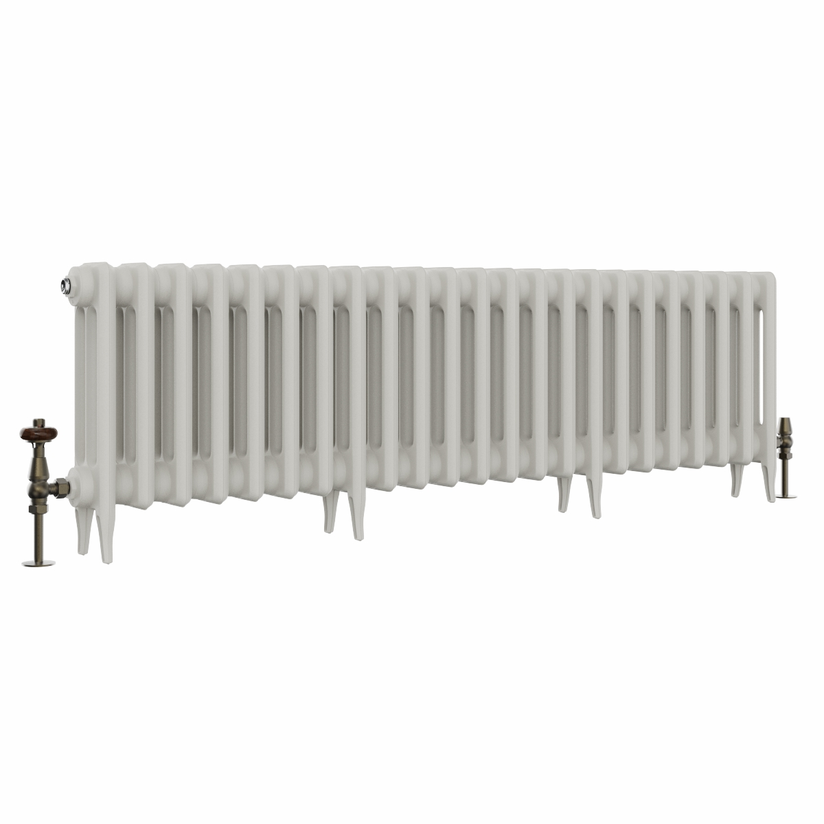 Classic  450 x 1460mm Porcelain White Triple Column Cast Iron Radiator - 23 Sections