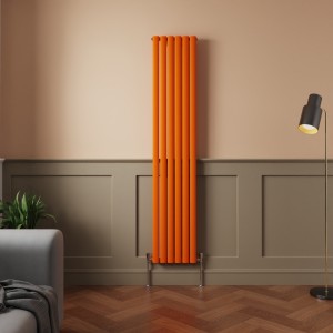 Norden 1800 x 355mm Bright Orange Single Oval Column Vertical Designer Radiator