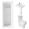 RAK Tonique Close Coupled Closed Back Modern Bathroom Suite and Single Ended Bath with Front Panel - 1700 x 700mm