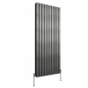 Karlstad 1600 x 682mm Black Silver Double Flat Panel Vertical Designer Radiator