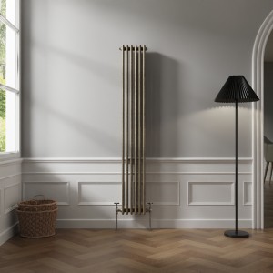 Bern 1800 x 290mm Black Gold Triple Column Vertical Traditional Radiator