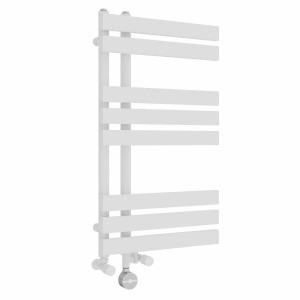 Koli 800 x 450mm Dual Fuel White Thermostatic Touch Control Electric Heated Towel Rail