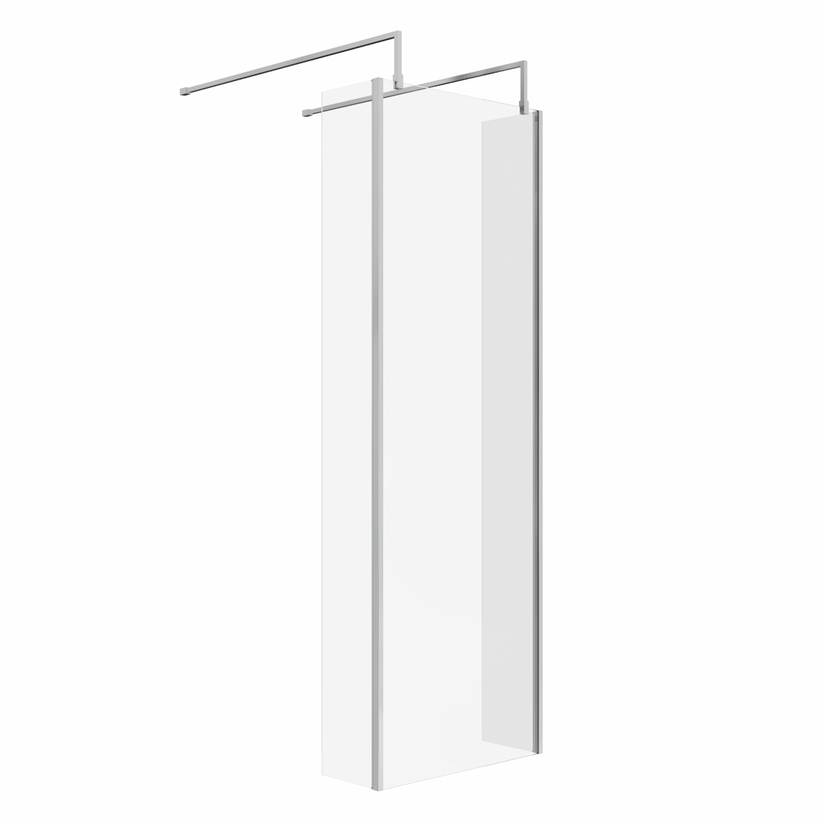 Wasdale 700mm Chrome Walk Through Wet Room Screen with 215mm Hinged Return Screens & L- Shape Support Arms