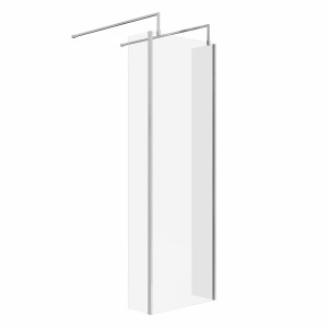 Wasdale 700mm Chrome Walk Through Wet Room Screen with 215mm Hinged Return Screens & L- Shape Support Arms