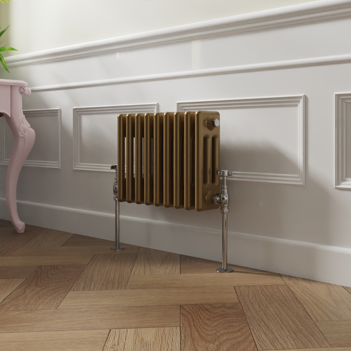 Bern 300 x 425mm Metallic Gold Triple Horizontal Column Radiator