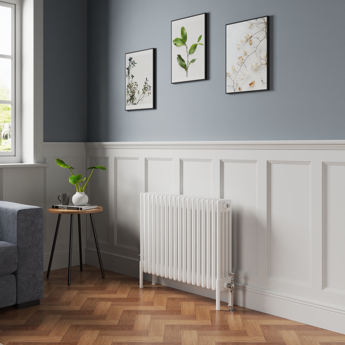 Bern 600 x 830mm White Four Column Horizontal Traditional Radiator