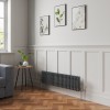 Bern 300 x 1190mm Anthracite Double Column Horizontal Traditional Radiator