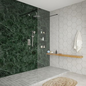 Wasdale 900mm Black Walk Through Wet Room Screen