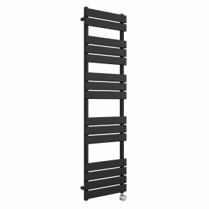 Juva 1600 x 450mm Satin Black Flat Panel Thermostatic Touch Control Electric Heated Towel Rail
