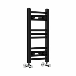 Bergen 600 x 300mm Straight Black Heated Towel Rail