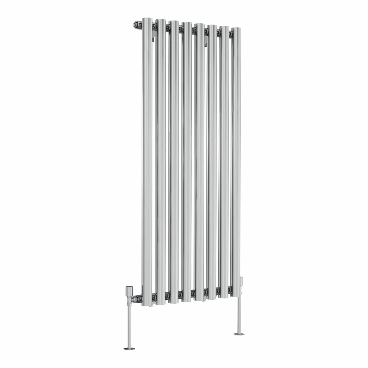 Voss 1200 x 545mm Chrome Single Vertical Round Tube Designer Radiator
