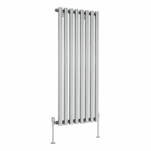 Voss 1200 x 545mm Chrome Single Vertical Round Tube Designer Radiator