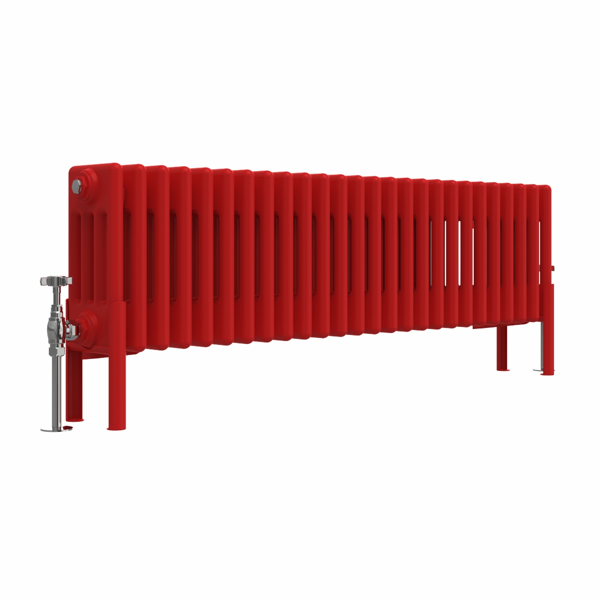Bern 300 x 1190mm Traditional Signal Red Horizontal Four Column Radiator