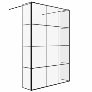 Wasdale 1400mm Black Grid Walk Through Wet Room Screen with 300mm Hinged Return Screens