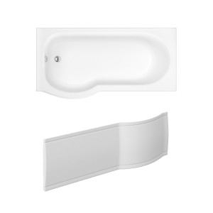 Pendle 1675mm P Shape Shower Bath Left Hand with Front Panel
