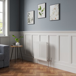 Bern 600 x 605mm White Double Column Horizontal Traditional Radiator