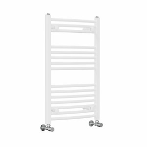 Fjord 800 x 500mm Curved White Heated Towel Rail