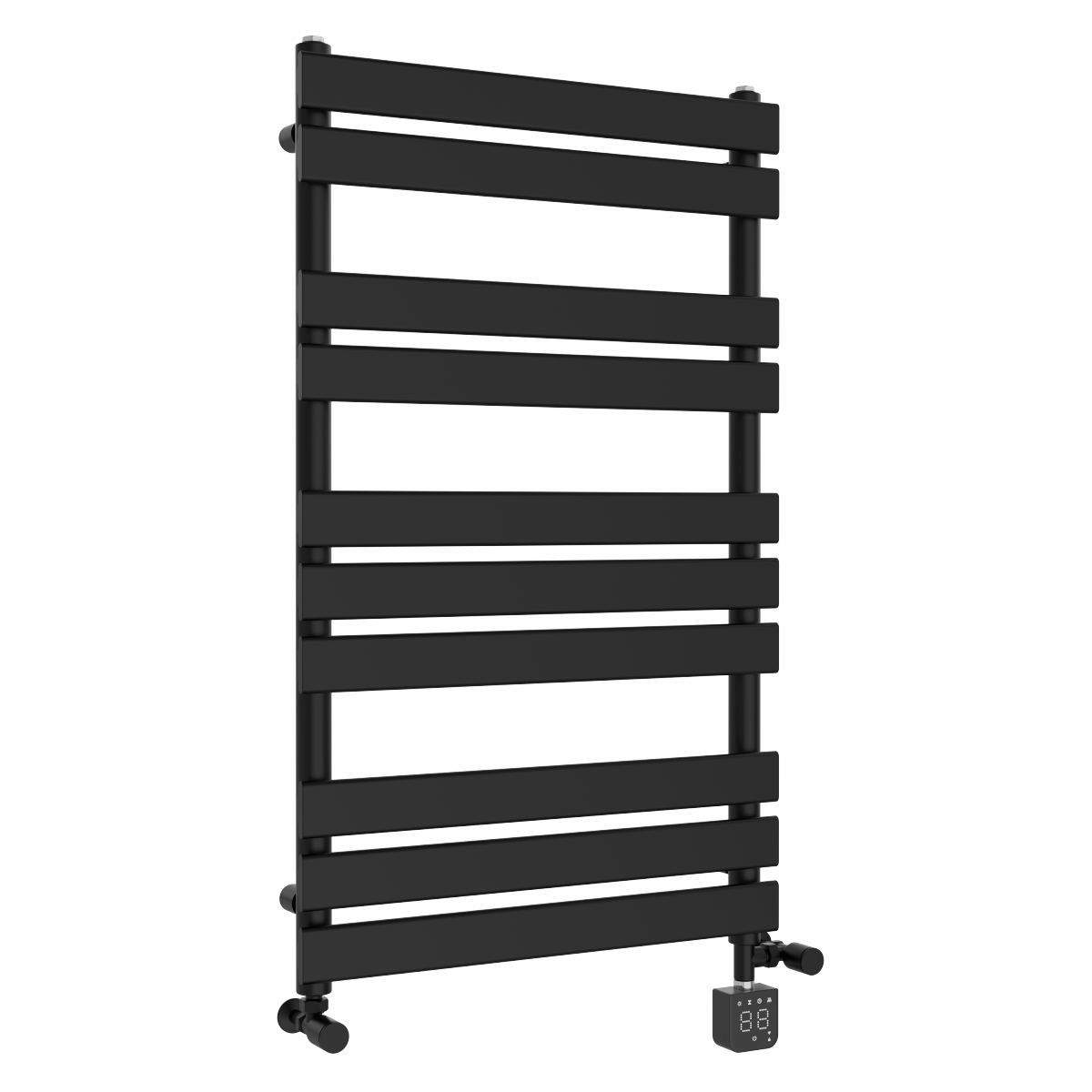Juva 1000 x 600mm Dual Fuel Satin Black Flat Panel Thermostatic Touch Control Wifi Electric Heated Towel Rail
