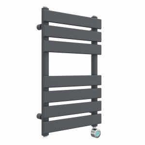 Juva 650 x 400mm Sand Grey Flat Panel Thermostatic Touch Control Electric Heated Towel Rail