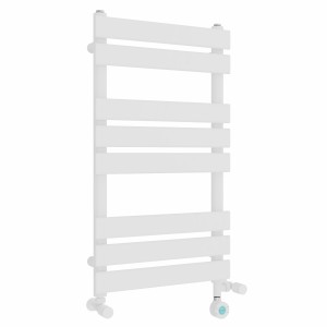 Juva 800 x 450mm Dual Fuel White Flat Panel Thermostatic Touch Control Electric Heated Towel Rail