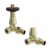 Traditional Thermostatic Corner Radiator Valves - Brushed Brass