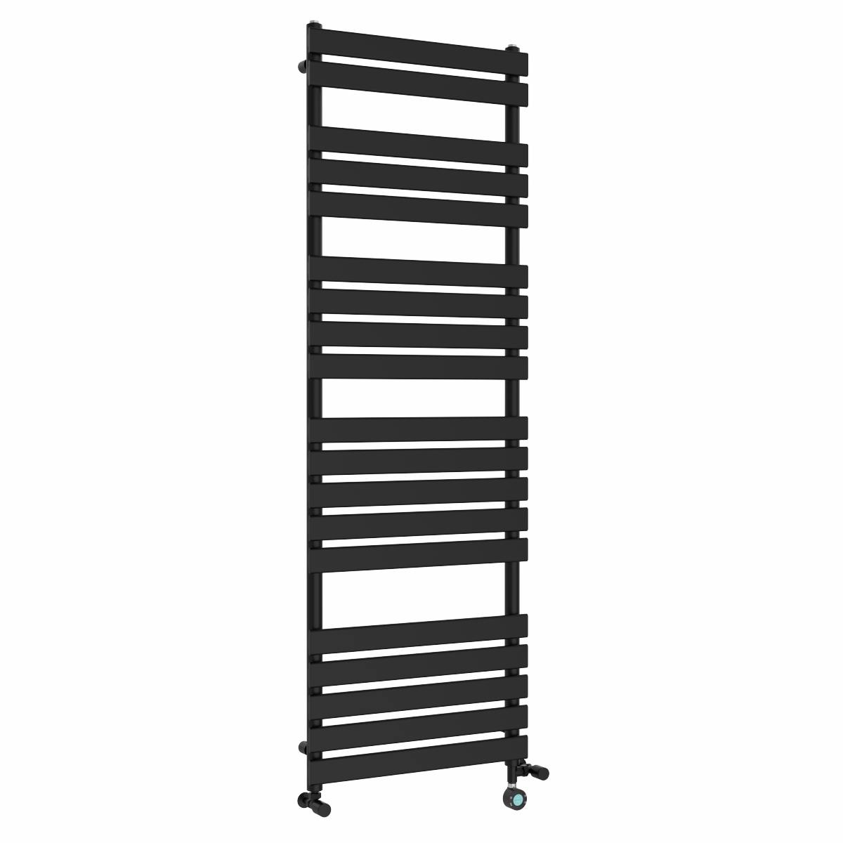 Juva 1800 x 600mm Dual Satin Black Flat Panel Thermostatic Touch Control Wifi Electric Heated Towel Rail