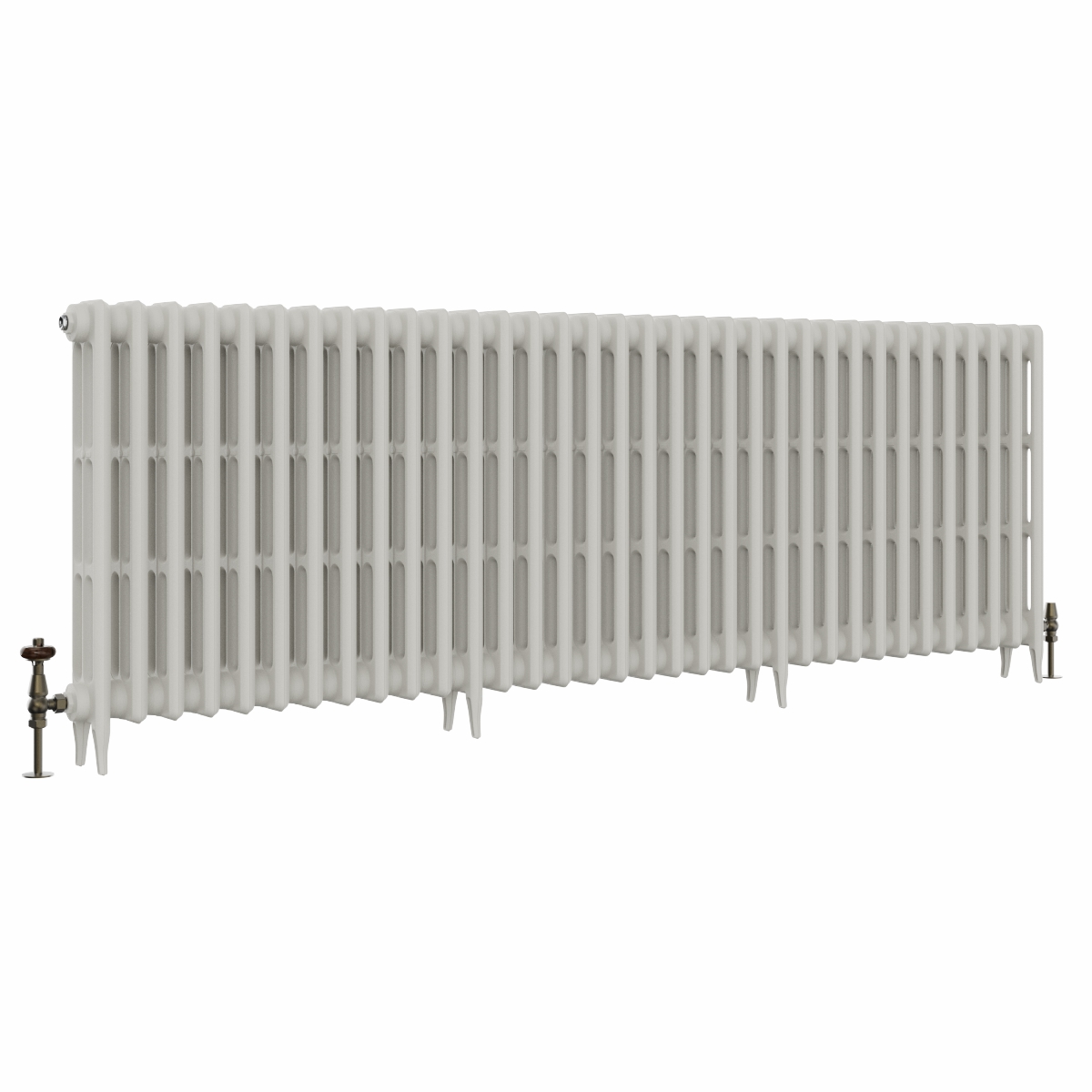 Classic  745 x 2142mm Porcelain White Triple Column Cast Iron Radiator - 34 Sections