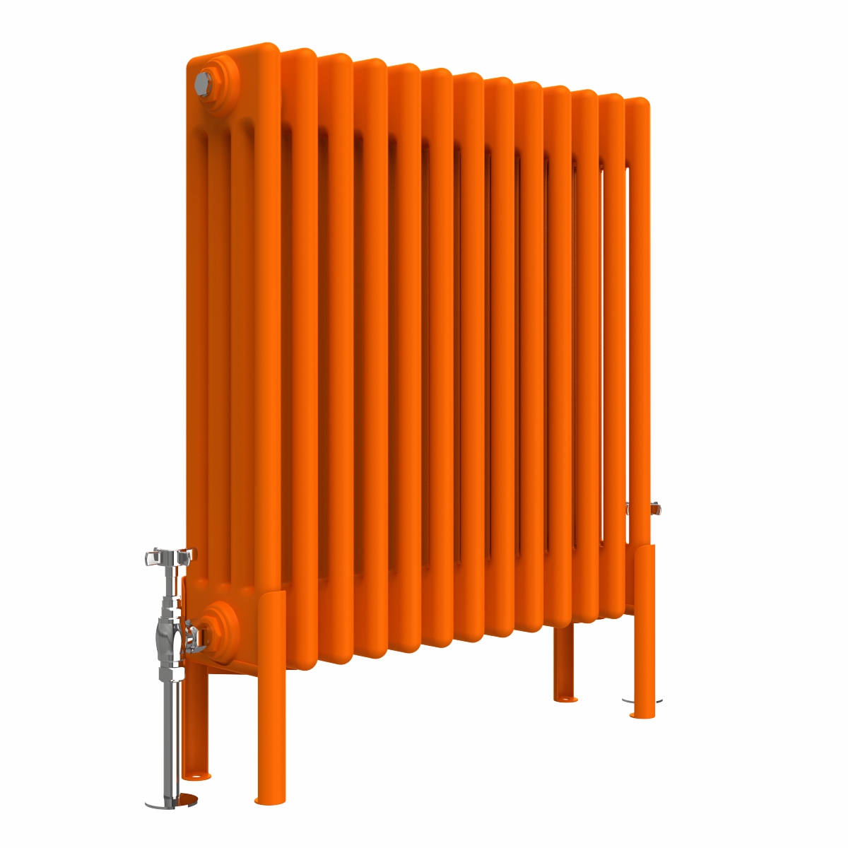 Bern 600 x 605mm Traditional Bright Orange Horizontal Four Column Radiator