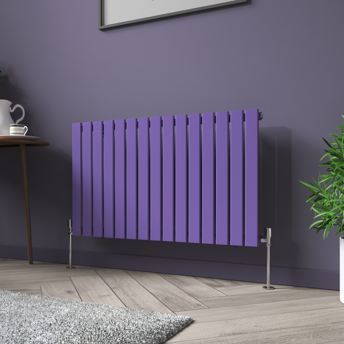 Karlstad 600 x 1022mm Elegant Purple Single Horizontal Flat Panel Designer Radiator