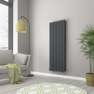 Norden 1600 x 591mm Anthracite Double Vertical Oval Tube Designer Radiator