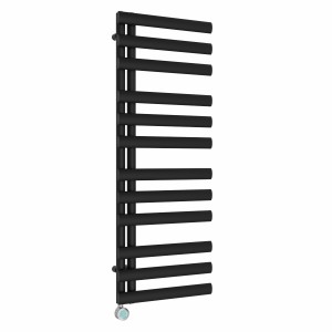 Kongsberg 1200 x 450mm Black Thermostatic Touch Control Wifi Electric Towel Rail