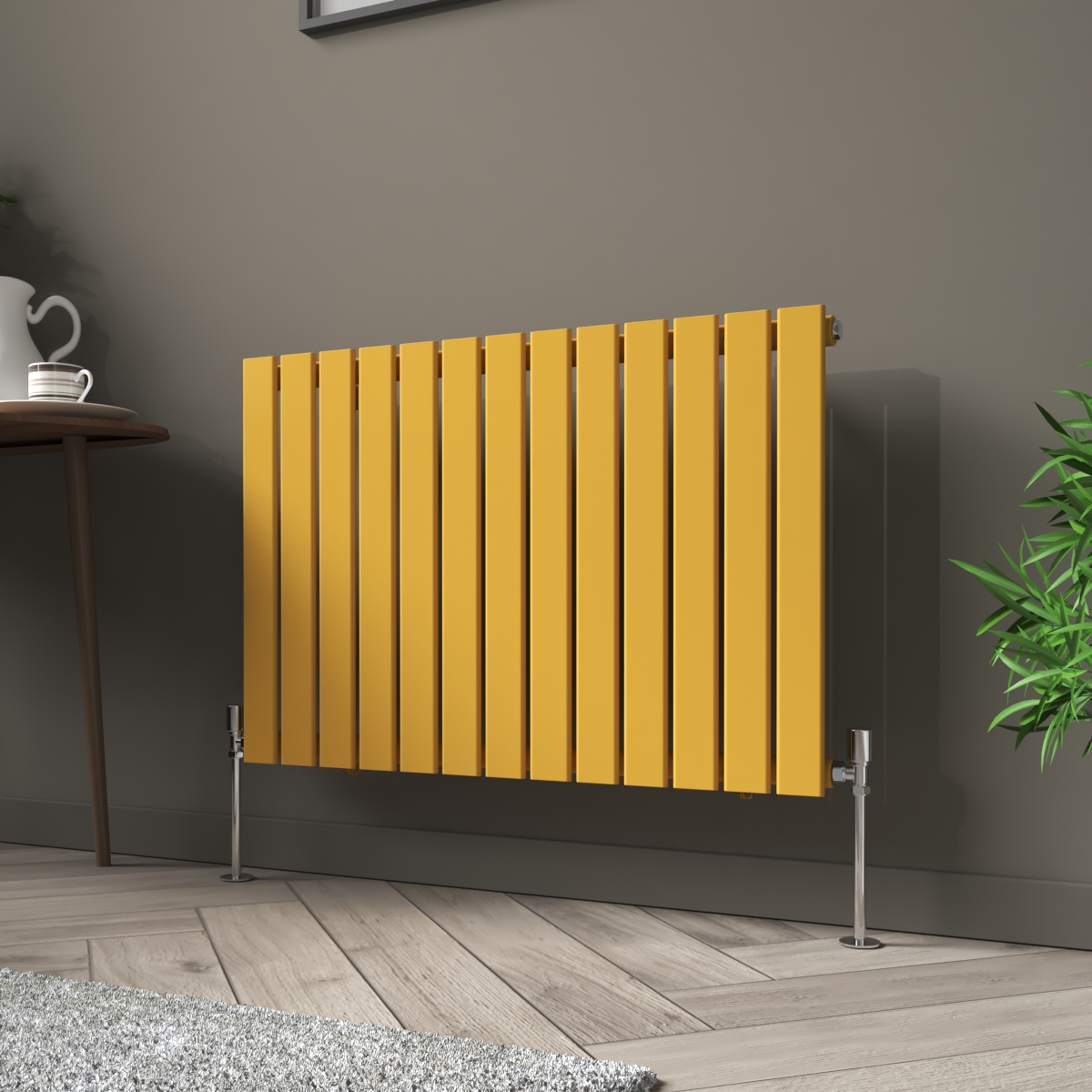Karlstad 600 x 886mm Zinc Yellow Single Horizontal Flat Panel Designer Radiator
