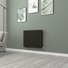 Norden 600 x 768mm Black Double Horizontal Oval Tube Designer Radiator